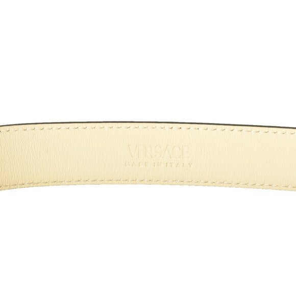 Versace Ivory 100% Leather Gold Medusa Heads Logo Decorated Belt US 40 IT 100 - Picture 4 of 5
